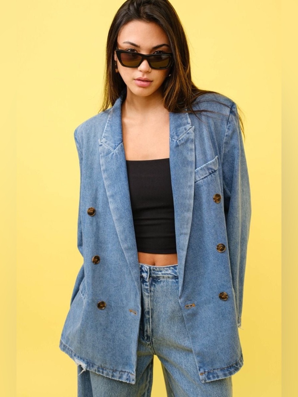Oversized Light Blue Denim Blazer